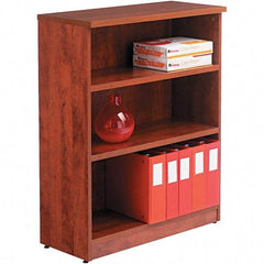 ALERA - 3 Shelf, 39.38" High x 31-3/4" Wide Bookcase - 14" Deep, Woodgrain Laminate, Medium Cherry - Makers Industrial Supply