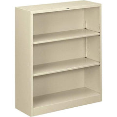 Hon - 3 Shelf, 41" High x 34-1/2" Wide Bookcase - 12-5/8" Deep, Steel, Putty - Makers Industrial Supply