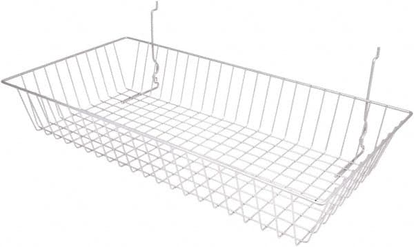 ECONOCO - 12" Deep, Rectangular Steel Peg Board/Slatwall Basket - 24" Wide x 4" High - Makers Industrial Supply