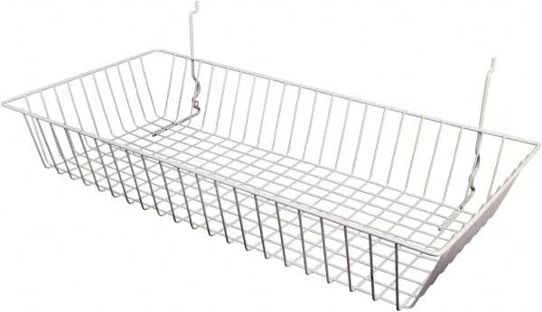 ECONOCO - 12" Deep, Rectangular Steel Peg Board/Slatwall Basket - 24" Wide x 4" High - Makers Industrial Supply