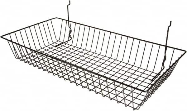 ECONOCO - 12" Deep, Rectangular Steel Peg Board/Slatwall Basket - 24" Wide x 4" High - Makers Industrial Supply