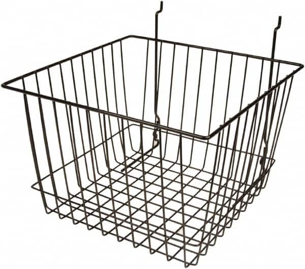 ECONOCO - 12" Deep, Square Steel Peg Board/Slatwall Basket - 12" Wide x 8" High - Makers Industrial Supply