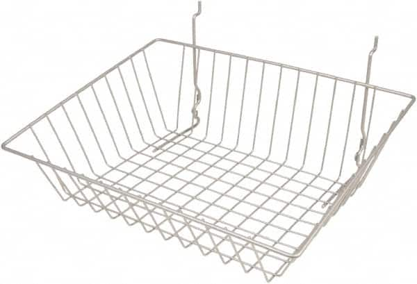 ECONOCO - 12" Deep, Rectangular Steel Peg Board/Slatwall Basket - 15" Wide x 5" High - Makers Industrial Supply