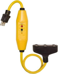 Tower - 3 Outlet, 125 Volt, 15 Amp Rating, 4 to 6mA Max Surge, Plug In, Automatic, Commercial, Industrial GFCI - 2 Ft. Long Cord, 5-15P and (3)R NEMA Configuration, Polycarbonate Housing - Makers Industrial Supply