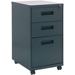 ALERA - 14" Wide x 27-3/4" High x 19-1/8" Deep, 3 Drawer Pedestal - Steel, Charcoal - Makers Industrial Supply