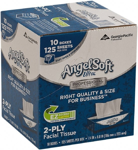 Georgia Pacific - Case of (10) 125-Sheet Flat Boxes of White Facial Tissues - Makers Industrial Supply