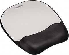 FELLOWES - 7-15/16" x 9-1/4" Black & Silver Mouse Pad/Wrist Rest - Use with Computer, Laptop - Makers Industrial Supply