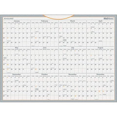 AT-A-GLANCE - 1 Sheet, 24 x 18", Erasable Wall Calendar - Gray, White & Orange - Makers Industrial Supply