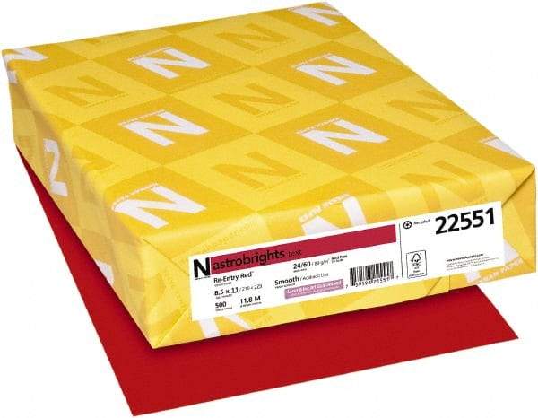 Neenah Paper - 8-1/2" x 11" Red Colored Copy Paper - Use with Laser Printers, Inkjet Printers, Copiers - Makers Industrial Supply