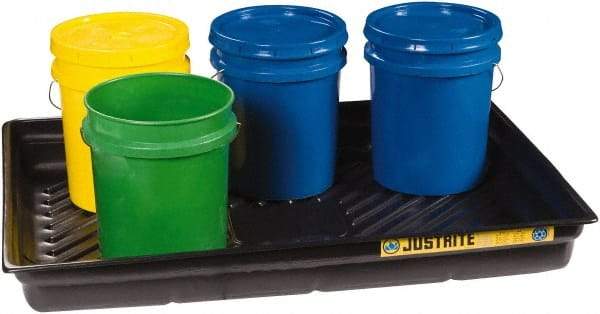 Justrite - 29 Gallon Capacity, 33 Inch Long x 47 Inch Wide, Polyurethane Spill Tray - 33 Inch Diameter, 5-1/2 Inch High, Black - Makers Industrial Supply