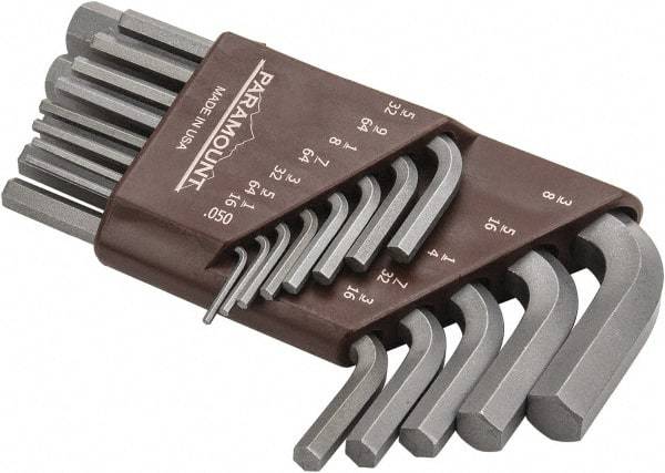 Paramount - 13 Piece L-Key Short Arm Hex Key Set - Hex Range 0.05 to 3/8", Steel - Makers Industrial Supply