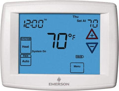 White-Rodgers - 45 to 99°F, 3 Heat, 2 Cool, Universal Touch Screen Programmable Thermostat - 0 to 30 Volts, Horizontal Mount, Electronic Contacts Switch - Makers Industrial Supply