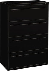 Hon - 36" Wide x 53-1/4" High x 19-1/4" Deep, 4 Drawer Lateral File - Steel, Black - Makers Industrial Supply