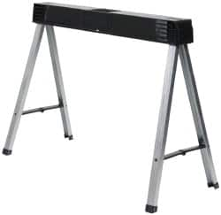 Stanley - Galvanized Sheet Metal & Polypropylene Foldup Sawhorse - Silver/Black & Yellow, For 2 x 4" Construction Applications - Makers Industrial Supply