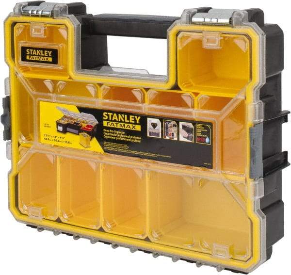 Stanley - 17-1/2" Wide x 14-1/2" High x 4-1/2" Deep, Deep Small Parts Storage Box - Polypropylene Resin Frame, 10 Compartments, 3-1/4" Wide x 3-1/2" High x 4-3/8" Deep Bin - Makers Industrial Supply