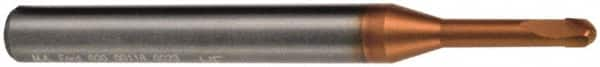 M.A. Ford - 0.6mm Diam, 0.4mm LOC, 2 Flute Solid Carbide Ball End Mill - ALtima 52 Finish, Single End, 50mm OAL, 4mm Shank Diam, Spiral Flute - Makers Industrial Supply