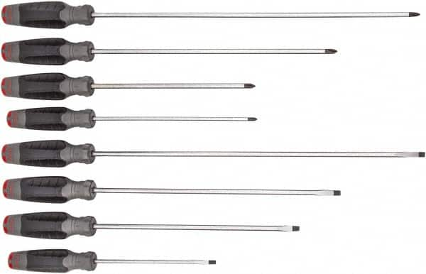 Proto - 8 Piece Slotted & Phillips Screwdriver Set - Bit Sizes: Philips #1 to #2 - Makers Industrial Supply