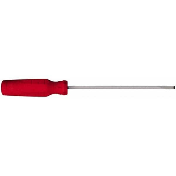 Slotted Screwdriver: 1/8″ Width, 7-1/4″ OAL, 4″ Blade Length 102mm Blade Length, Round Shank, Ergonomic Handle