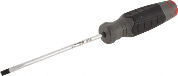 Slotted Screwdriver: 3/16″ Width, 9″ OAL, 5″ Blade Length 127mm Blade Length, Round Shank, Ergonomic Handle