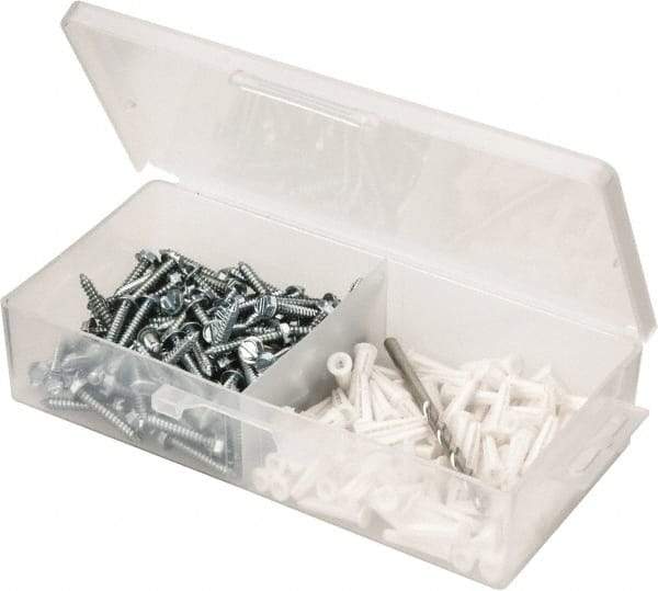 Value Collection - 200 Piece, #8 to 10 Screw, Plastic & Steel Hex Drive Anchor Assortment - Zinc Plated, 7/8" Long - Makers Industrial Supply