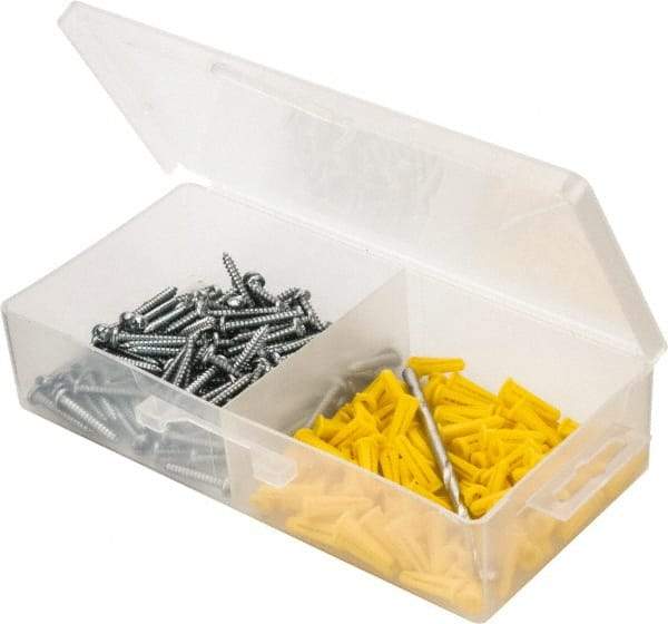 Value Collection - 300 Piece, #6 to 8 Screw, Plastic & Steel Slotted/Phillips Drive Anchor Assortment - Zinc Plated, 3/4" Long - Makers Industrial Supply