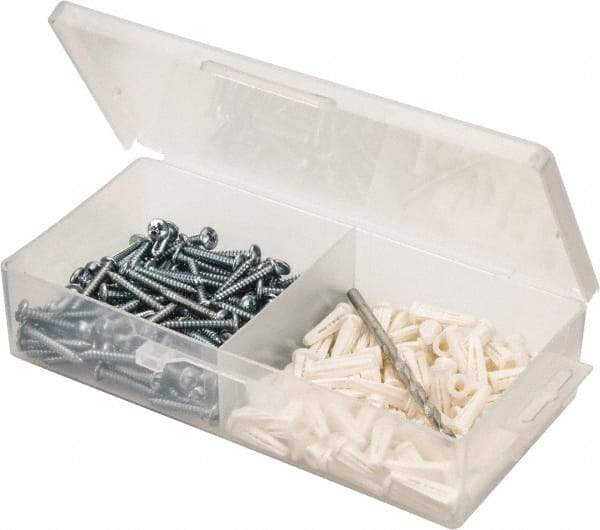 Value Collection - 200 Piece, #8 to 10 Screw, Plastic & Steel Slotted/Phillips Drive Anchor Assortment - Zinc Plated, 7/8" Long - Makers Industrial Supply