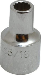 Proto - 5/16", 1/2" Drive, Standard Hand Socket - 12 Points, 1-31/64" OAL, Alloy Steel, Chrome Finish - Makers Industrial Supply