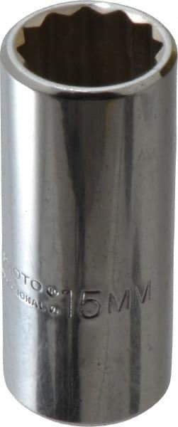 Proto - 1/4" Drive, Deep Hand Socket - 12 Points, 1-15/16" OAL, Alloy Steel, Chrome Finish - Makers Industrial Supply