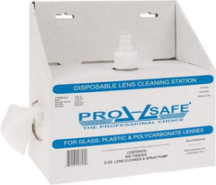 PRO-SAFE - 6 Inch Wide x 3 Inch High x 5 Inch Deep, Cardboard Lens Cleaning Station - 1 Pump, 8 Ounce Capacity Pump, 600 Towelettes, Disposable Station - Makers Industrial Supply