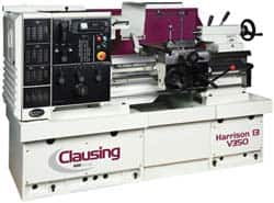 Clausing - 13-3/4" Swing, 25-1/4" Between Centers, 230 Volt, Triple Phase Engine Lathe - 4MT Taper, 10 hp, 17 to 3,250 RPM, 1-5/8" Bore Diam, 53" Deep x 65" High x 80" Long - Makers Industrial Supply