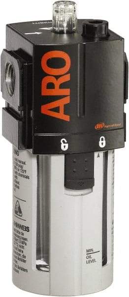 ARO/Ingersoll-Rand - 1/2" NPT, 150 Max psi Standard Modular Lubricator - Polycarbonate Bowl, Aluminum Body, 156 CFM, 125°F Max Temp, 2.76" Long x 2.87" Wide x 7.08" High - Makers Industrial Supply