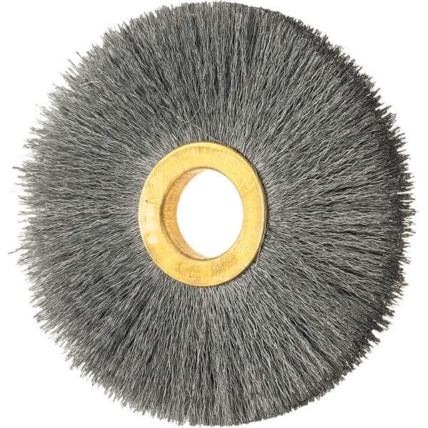 Osborn - 3" OD, 5/8" Arbor Hole, Crimped Steel Wheel Brush - 3/8" Face Width, 15/16" Trim Length, 0.008" Filament Diam, 20,000 RPM - Makers Industrial Supply