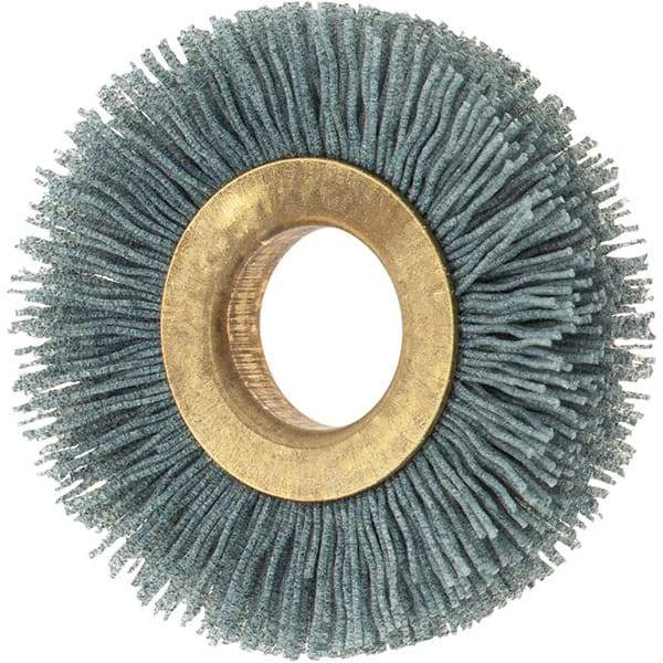 Osborn - 2" OD, 5/8" Arbor Hole, Crimped Nylon Wheel Brush - 3/8" Face Width, 7/16" Trim Length, 0.024" Filament Diam, 15,000 RPM - Makers Industrial Supply