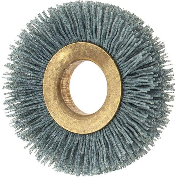 Osborn - 2" OD, 5/8" Arbor Hole, Crimped Nylon Wheel Brush - 3/8" Face Width, 7/16" Trim Length, 0.022" Filament Diam, 15,000 RPM - Makers Industrial Supply