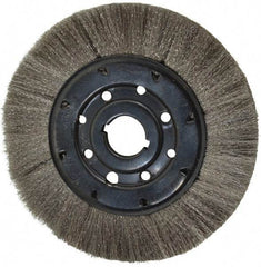 Osborn - 8" OD, 1-1/4" Arbor Hole, Crimped Stainless Steel Wheel Brush - 3/4" Face Width, 1-1/2" Trim Length, 0.005" Filament Diam, 4,500 RPM - Makers Industrial Supply