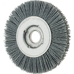 Osborn - 4" OD, 5/8" Arbor Hole, Crimped Nylon Wheel Brush - 5/8" Face Width, 3/4" Trim Length, 0.04" Filament Diam, 12,000 RPM - Makers Industrial Supply