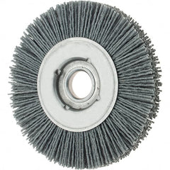 Osborn - 4" OD, 5/8" Arbor Hole, Crimped Nylon Wheel Brush - 5/8" Face Width, 3/4" Trim Length, 0.035" Filament Diam, 12,000 RPM - Makers Industrial Supply