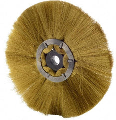 Osborn - 6" OD, 1/2" Arbor Hole, Crimped Brass Wheel Brush - 1/2" Face Width, 1-7/8" Trim Length, 0.005" Filament Diam, 4,000 RPM - Makers Industrial Supply