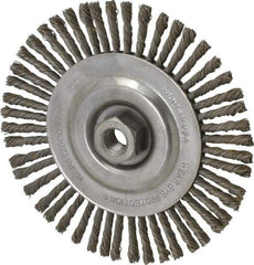 Osborn - 6-1/2" OD, 5/8-11 Arbor Hole, Knotted Steel Wheel Brush - 1/4" Face Width, 1-7/32" Trim Length, 0.02" Filament Diam, 12,000 RPM - Makers Industrial Supply