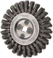 Osborn - 6" OD, 5/8" Arbor Hole, Knotted Steel Wheel Brush - 5/8" Face Width, 1-1/4" Trim Length, 0.0118" Filament Diam, 9,000 RPM - Makers Industrial Supply