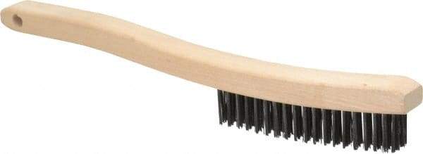 Osborn - 3 Rows x 19 Columns Steel Scratch Brush - 6" Brush Length, 13-11/16" OAL, 1-1/8" Trim Length, Wood Curved Handle - Makers Industrial Supply
