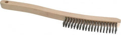 Osborn - 3 Rows x 19 Columns Stainless Steel Scratch Brush - 6" Brush Length, 13-11/16" OAL, 1-1/8" Trim Length, Wood Curved Handle - Makers Industrial Supply