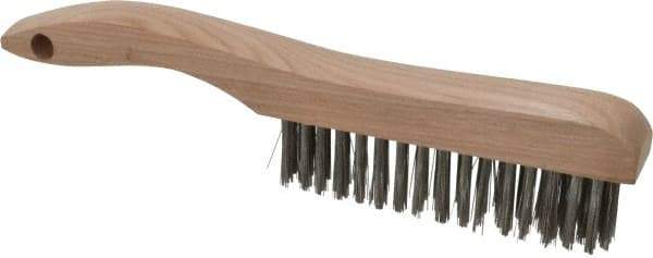 Osborn - 4 Rows x 16 Columns Stainless Steel Scratch Brush - 5-1/4" Brush Length, 10" OAL, 1-1/8" Trim Length, Wood Shoe Handle - Makers Industrial Supply