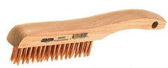 Osborn - 4 Rows x 16 Columns Bronze Scratch Brush - 5-1/4" Brush Length, 10" OAL, 1-1/8" Trim Length, Wood Shoe Handle - Makers Industrial Supply