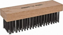 Osborn - 6 Rows x 19 Columns Steel Scratch Brush - 7-1/4" Brush Length, 1-11/16" Trim Length, Wood Straight Handle - Makers Industrial Supply