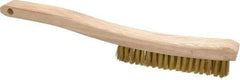 Osborn - 4 Rows x 18 Columns Brass Plater's Brush - 5-3/4" Brush Length, 13-1/4" OAL, 1" Trim Length, Wood Curved Handle - Makers Industrial Supply