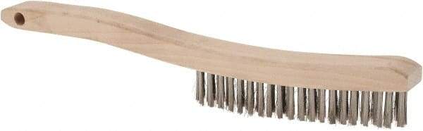 Osborn - 4 Rows x 18 Columns Stainless Steel Plater's Brush - 5-3/4" Brush Length, 13-1/4" OAL, 1" Trim Length, Wood Curved Handle - Makers Industrial Supply