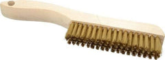 Osborn - 4 Rows x 18 Columns Brass Plater's Brush - 4-3/4" Brush Length, 10" OAL, 1" Trim Length, Wood Shoe Handle - Makers Industrial Supply