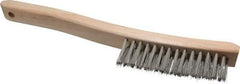 Osborn - 3 Rows x 14 Columns Stainless Steel Scratch Brush - 13-3/4" OAL, 1-1/2" Trim Length, Wood Curved Handle - Makers Industrial Supply