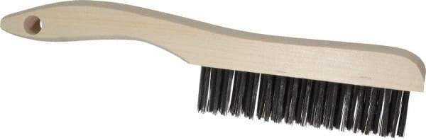 Osborn - 4 Rows x 16 Columns Steel Scratch Brush - 5-1/4" Brush Length, 10" OAL, 1-1/8" Trim Length, Wood Shoe Handle - Makers Industrial Supply